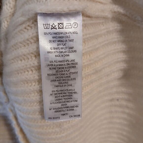 French-connection Women's Wool Blend Tan and Cream Color Block Sweater M - Picture 5 of 5